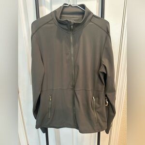 XXL Olive Green Zip Up Athletic Jacket. Never warm but washed once.